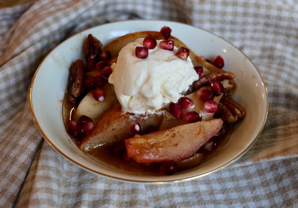 Maple-Butter Baked Apples & Pears with Pomegranate