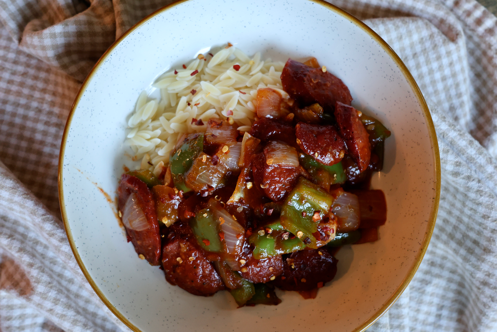 Kielbasa with Peppers and Onions